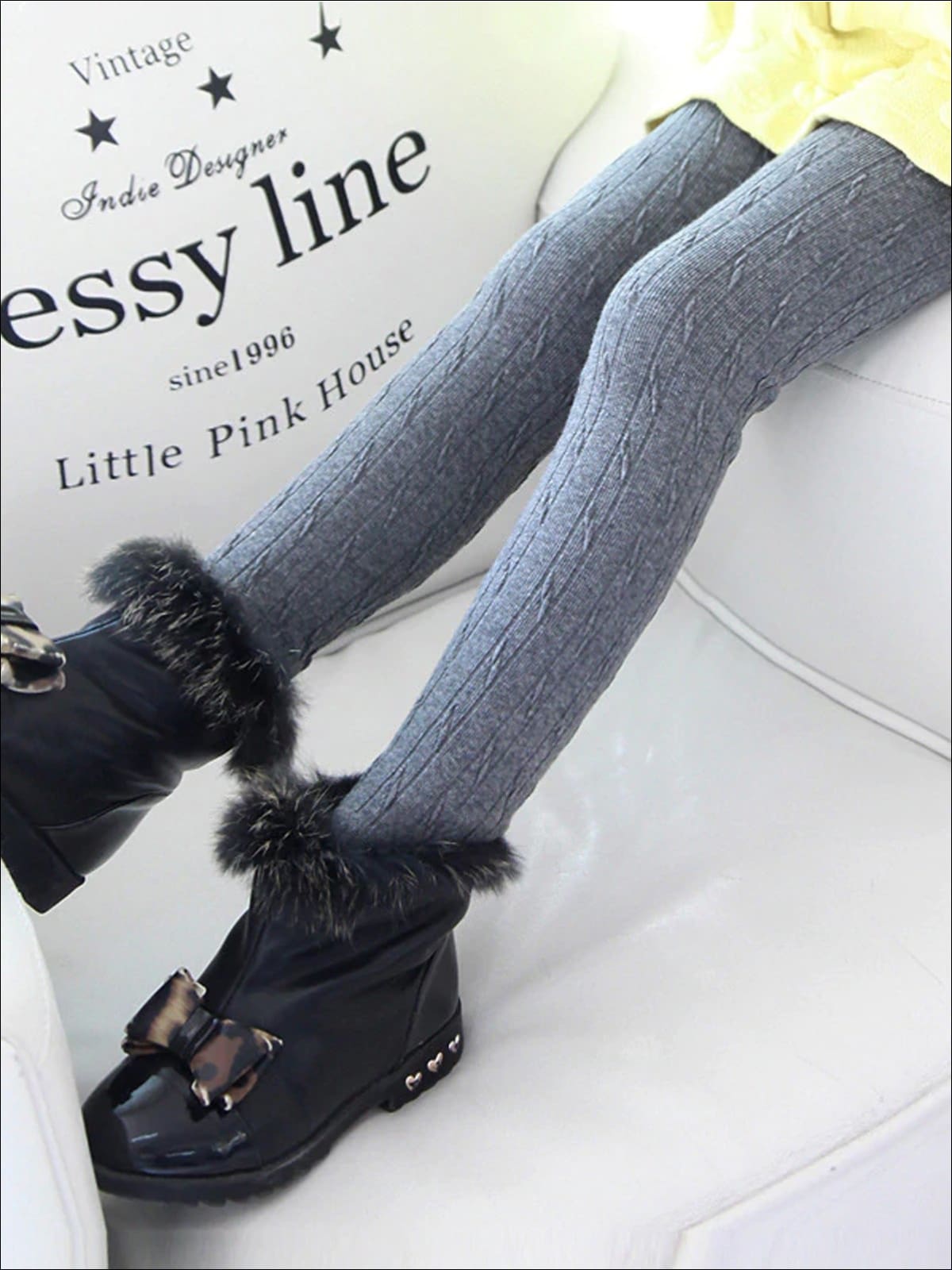 Girls Winter Fleece Lined Leggings - Grey / 3T - Girls Leggings