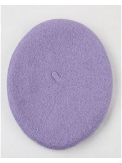 Girls Wool Basic Beret (20 color options) - Lilac / One - Girls Beret