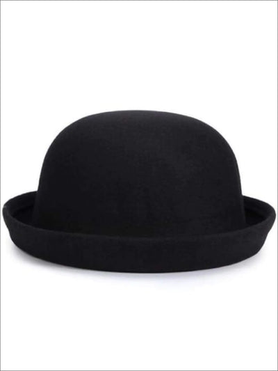 Girls Wool Bowler Hat - Black / 22.5 inch - Girls Hat
