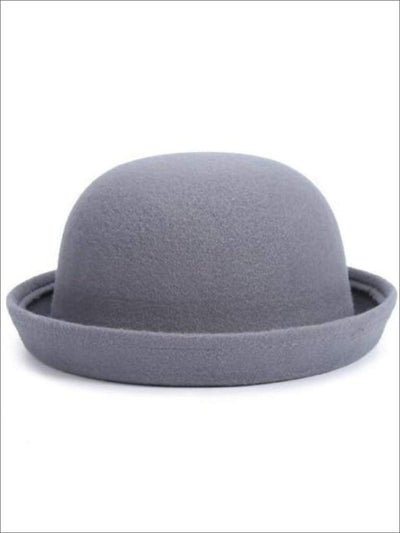 Girls Wool Bowler Hat - Grey / 22.5 inch - Girls Hat