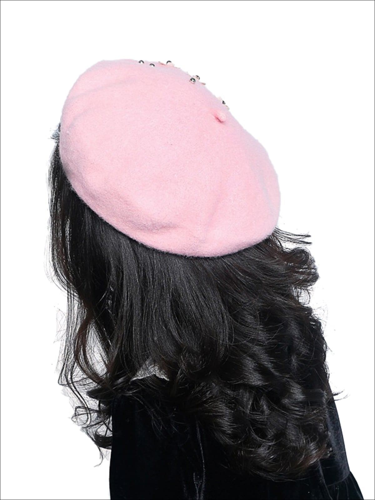 Girls Wool Flower Applique Parisian Style Beret (4 Color Options) - Pink baby hat - Girls Beret