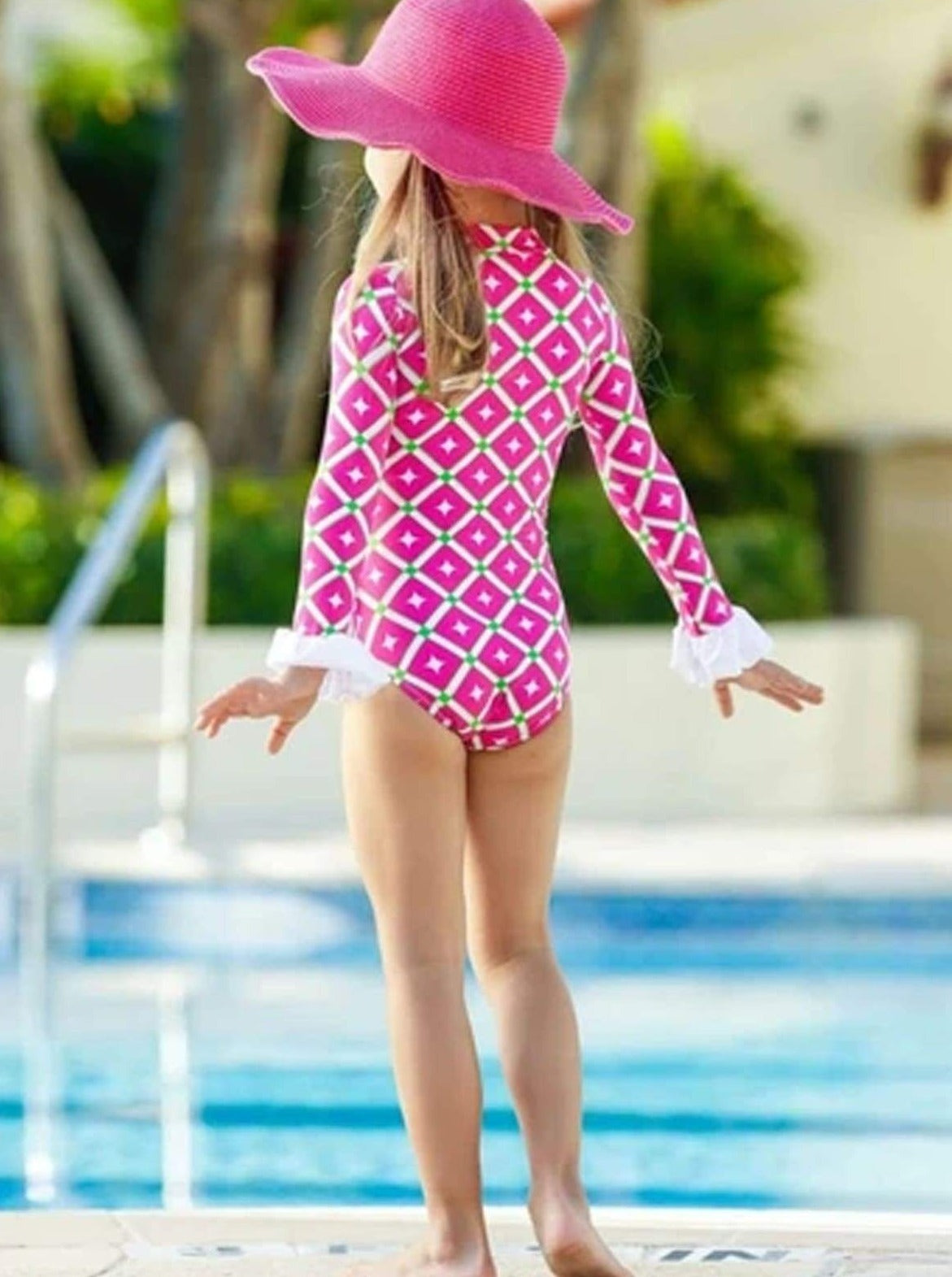Girls Zipper Tiered Ruffles Rash Guard One Piece Swimsuit - Girls One Piece Swimsuit