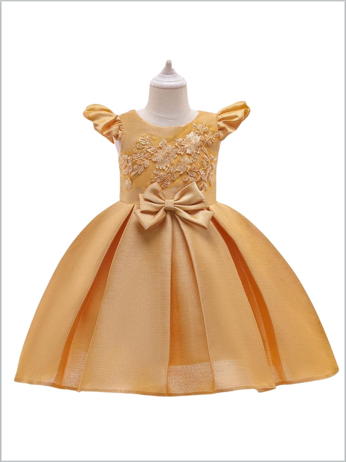 Girls Winter Formal Dress | Embroidered Holiday Dress | Mia Belle Girls