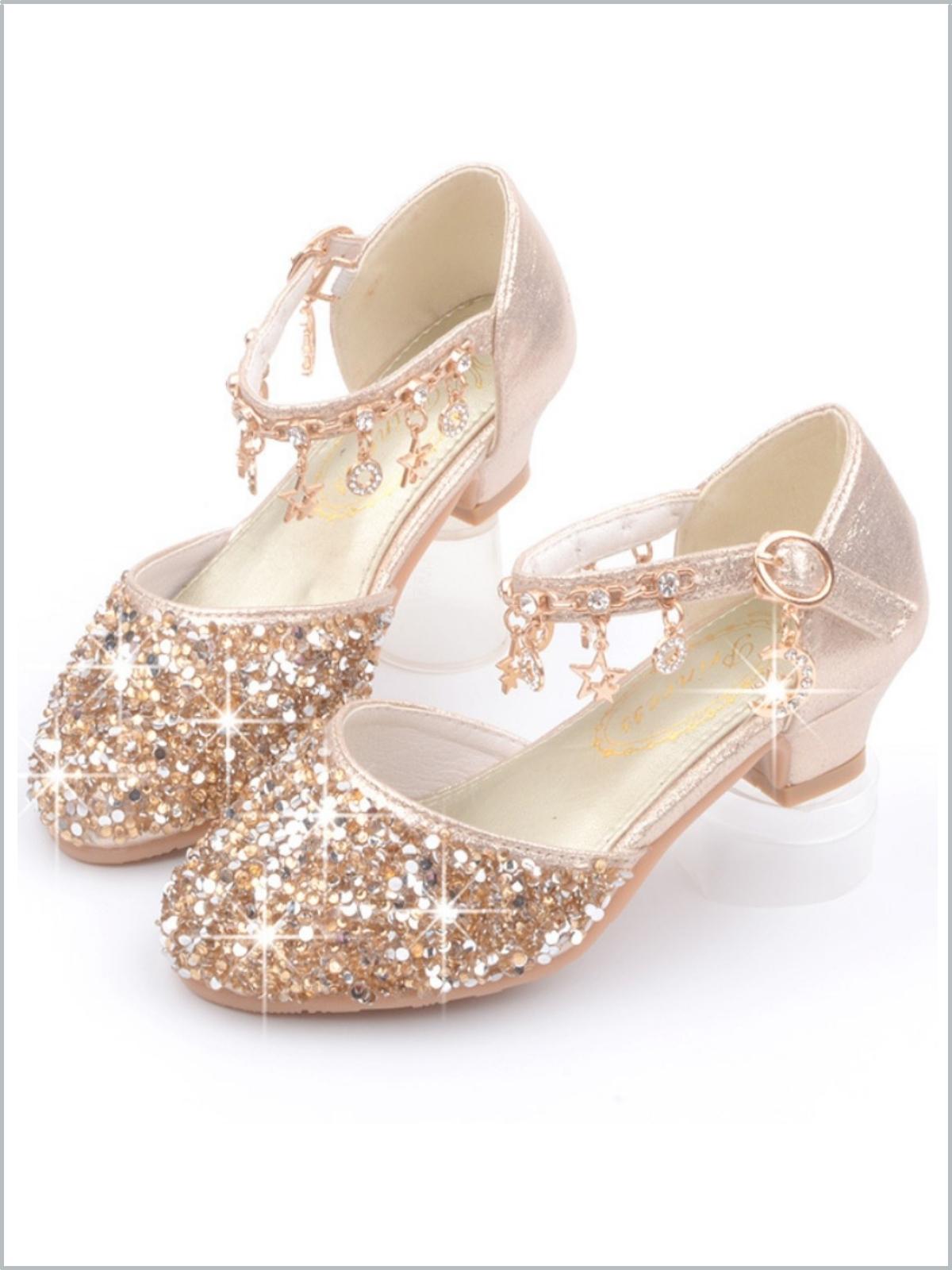 Girls My Shiny Shoes Glittery Flats with Charms - Mia Belle Girls