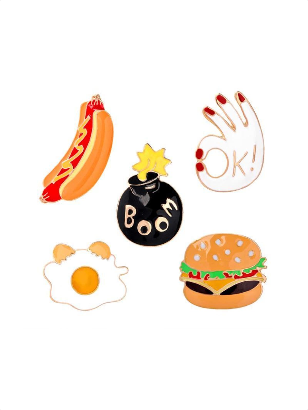 Hamburgers & Hot Dog Pins - 5pc set - Pins