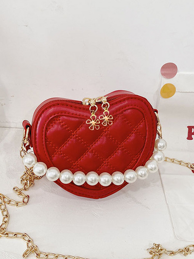 Heart of Pearl Red Crossbody Handbag