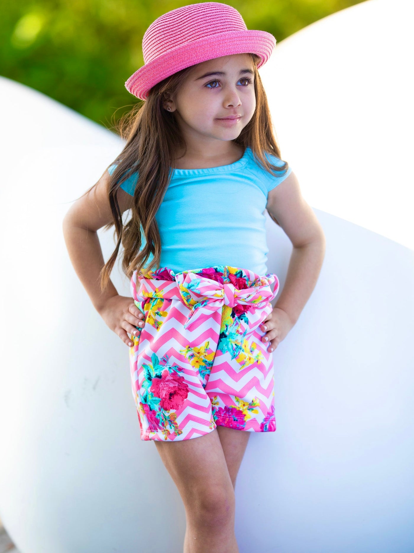 Happy Place Paperbag Belted Shorts Set