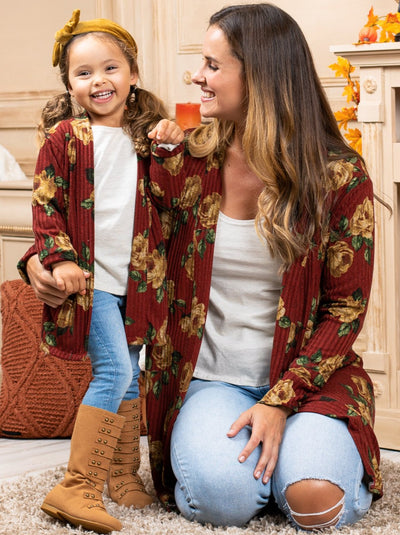 Mommy and Me Cozy Oversized Floral Cardigan