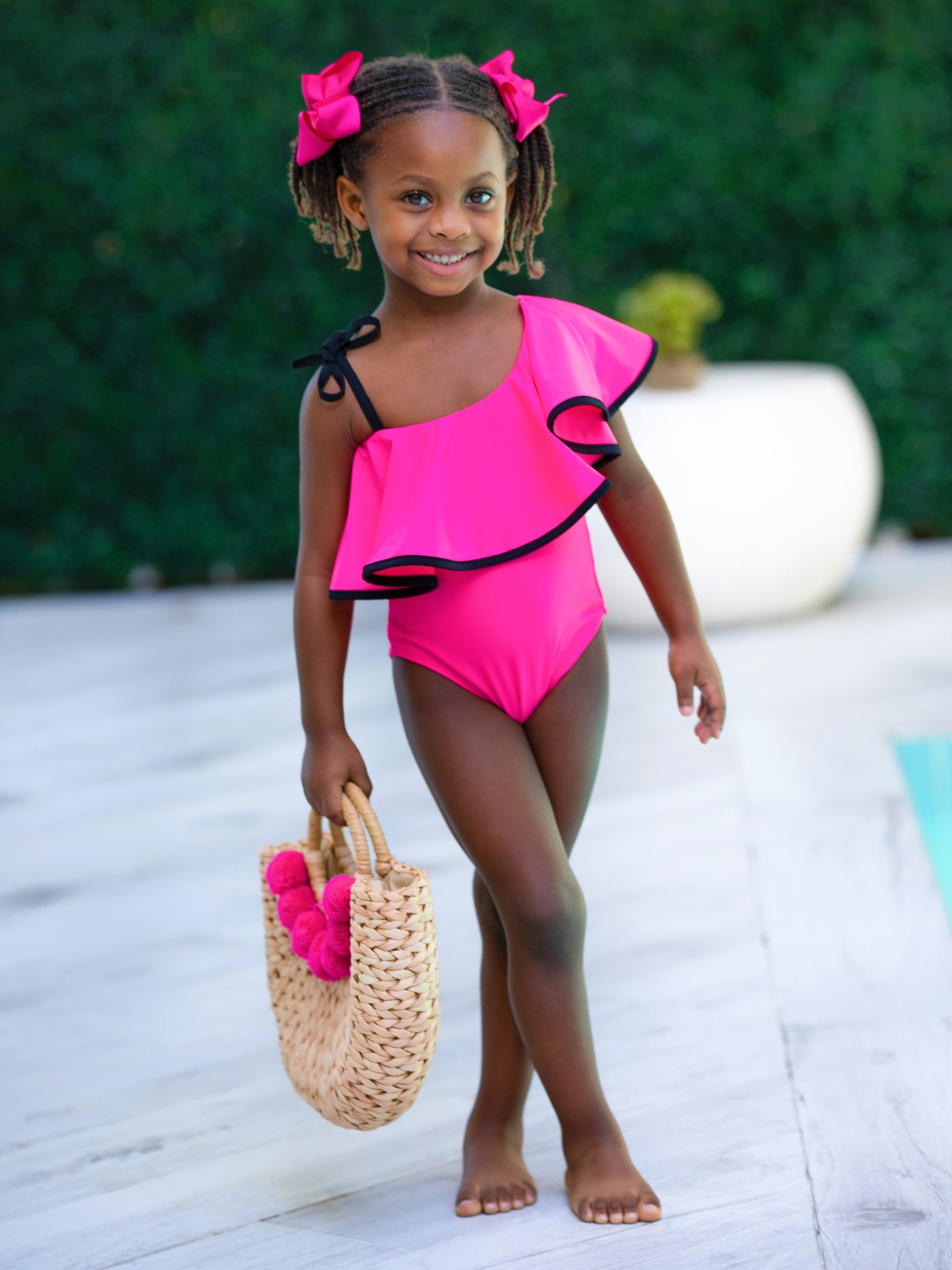 Toddler Swimwear  Girls Ruffle Bib One Shoulder One Piece Swimsuit – Mia  Belle Girls