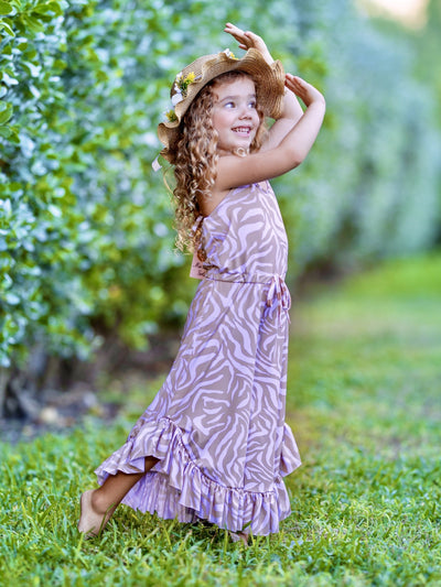 Girls Spring Outfits | Halter Top Drawstring Ruffled Palazzo Jumpsuit 