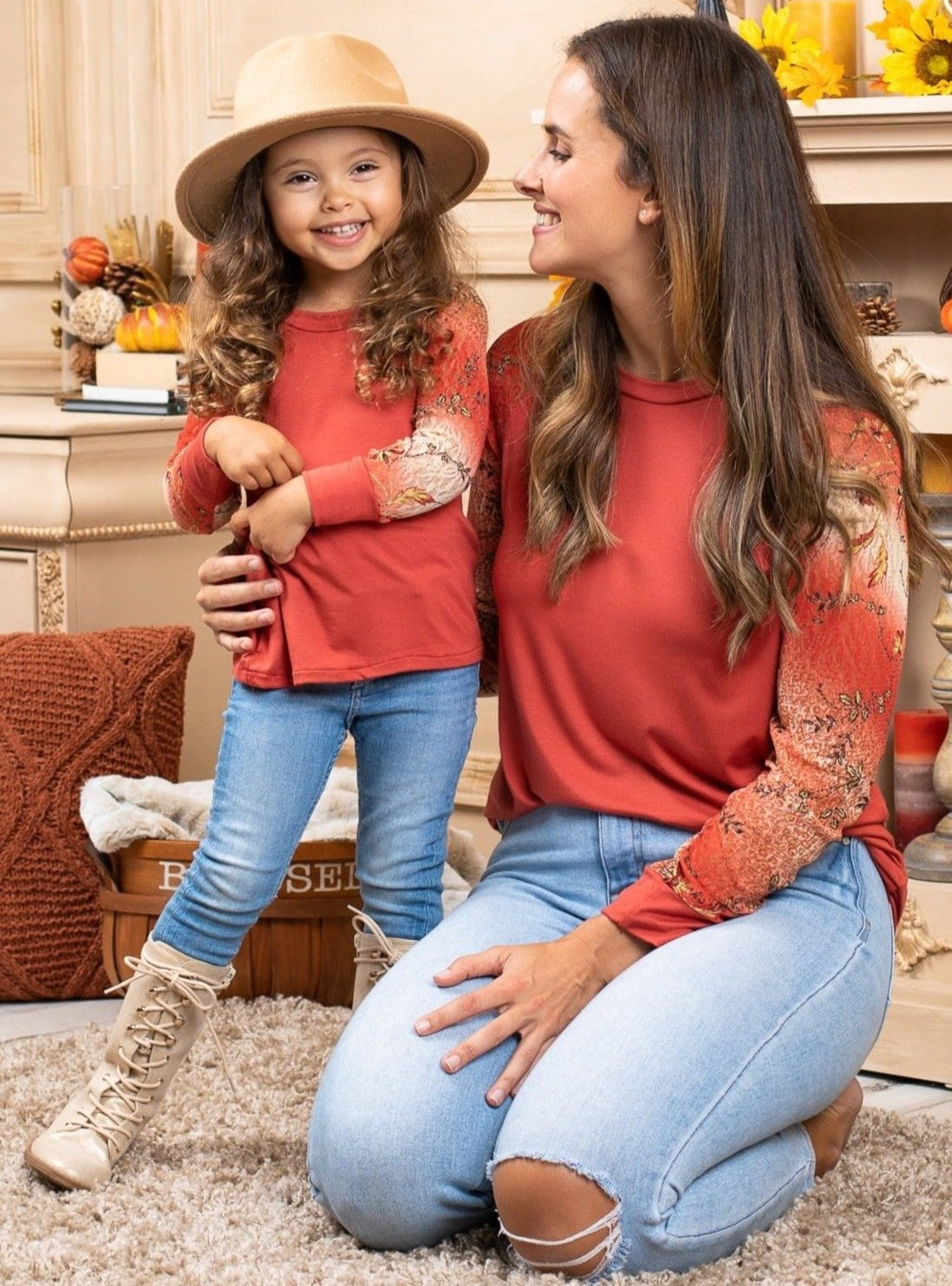 Mommy and Me Matching Tops | Fall Floral Raglan Tops | Mia Belle Girls