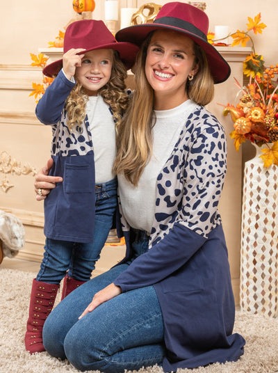 Mommy & Me Fall Tops | Leopard Colorblock Cardigans | Mia Belle Girls