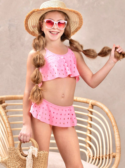 Two-Piece Girls Swimsuits | Little Girls Moon & Stars Tankini Swimsuit