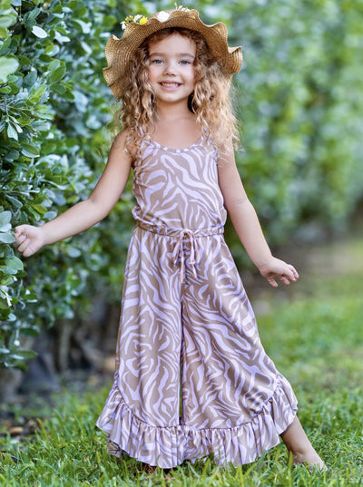 Girls Spring Outfits | Halter Top Drawstring Ruffled Palazzo Jumpsuit 