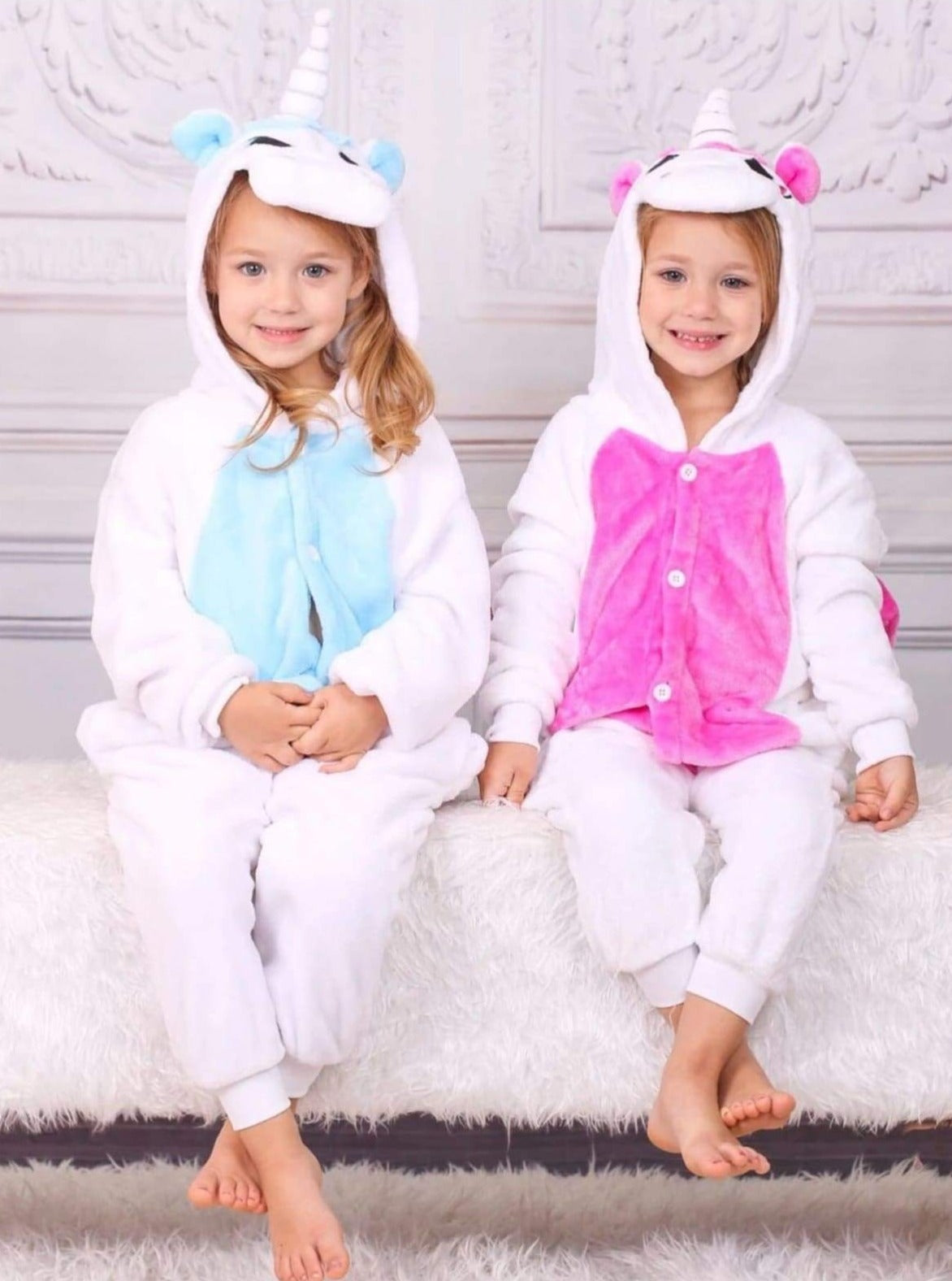 Kids Blue & Pink Unicorn Hooded Onesie Pajamas - Girls Pajama
