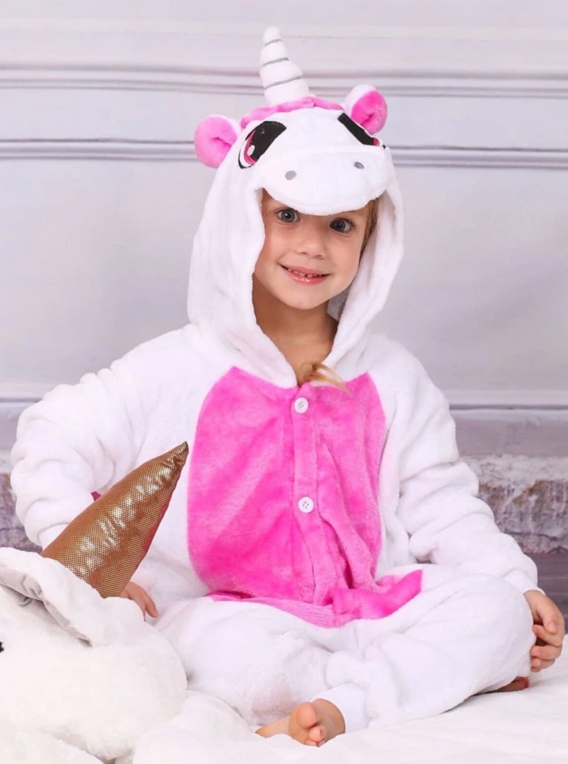 Kids Blue & Pink Unicorn Hooded Onesie Pajamas - Pink / 2T - Girls Pajama