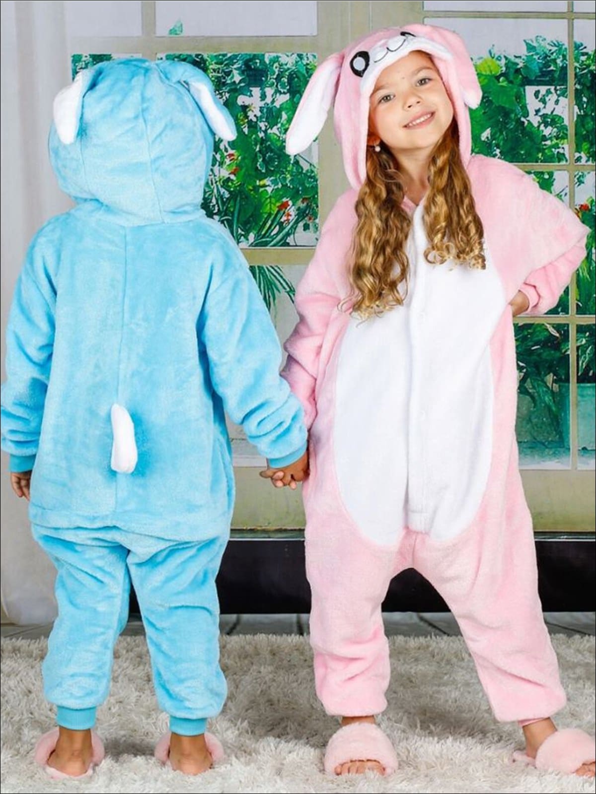 Kids Onesie Bunny Hooded Pajamas - Pink / 3T - Girls Pajama