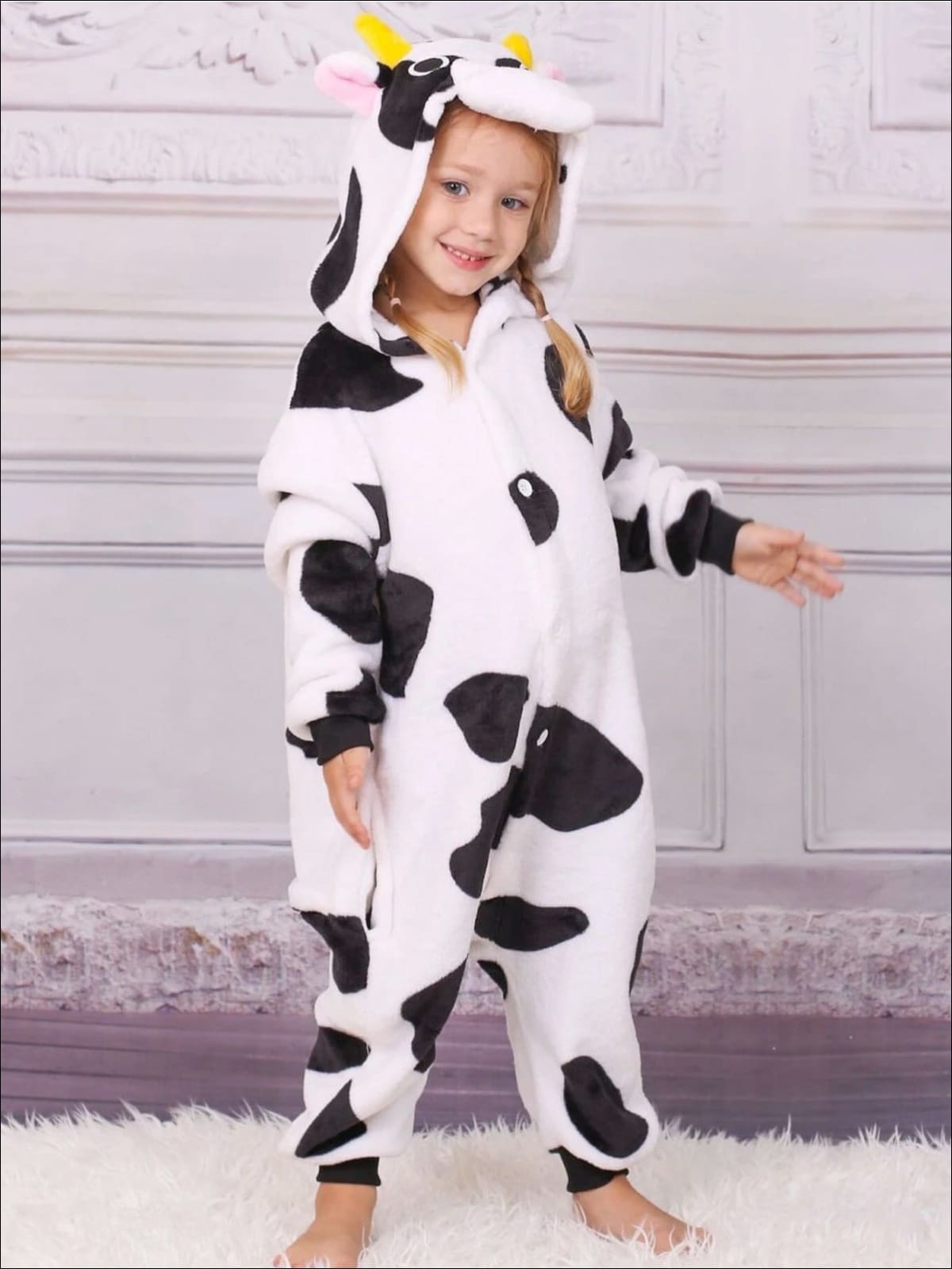 Kids Onesie Cow Hooded Pajamas - Cow / 2T - Girls Pajama