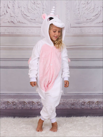 Kids Onesie Unicorn Hooded Pajamas (Black & Pink) - light pink / 2T - Girls Pajama