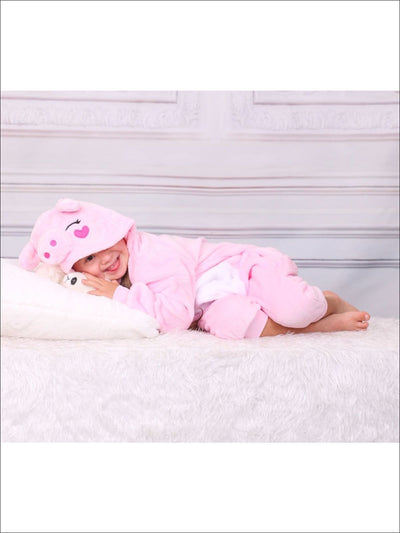 Kids Pink Piggy Hooded Onesie Pajamas - Girls Pajama