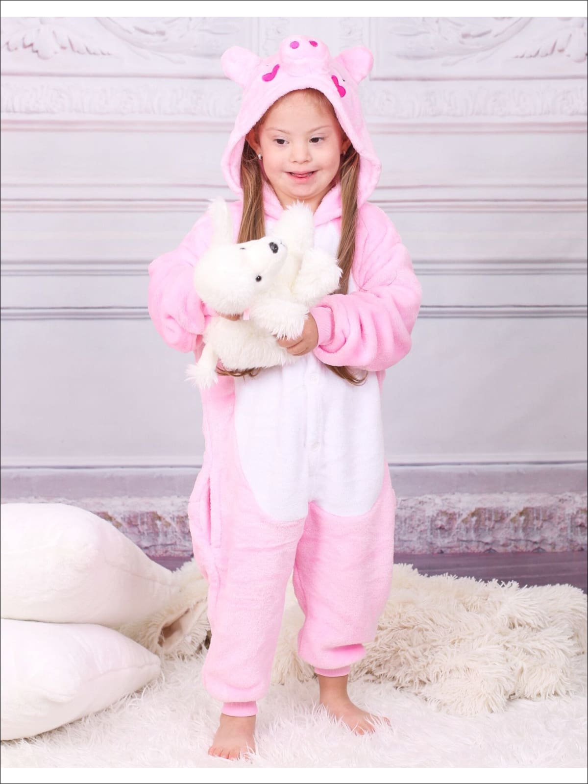 Kids Pink Piggy Hooded Onesie Pajamas - Pink Pig / 2T - Girls Pajama