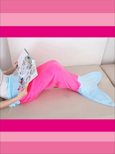 Kids Snuggle & Plush Mermaid Blanket (3 Colors) - Pink/Blue / 124cm x 104cm - Girls Accessories