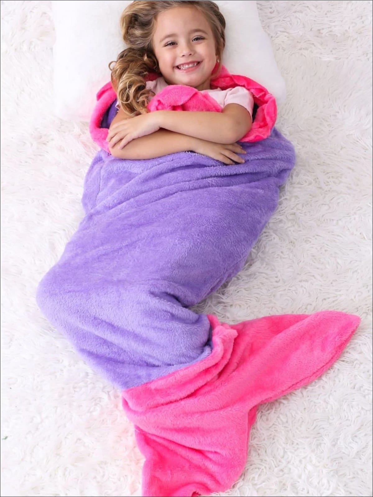 Kids Snuggle & Plush Mermaid Blanket (3 Colors) - Purple/Pink / 124cm x 104cm - Girls Accessories