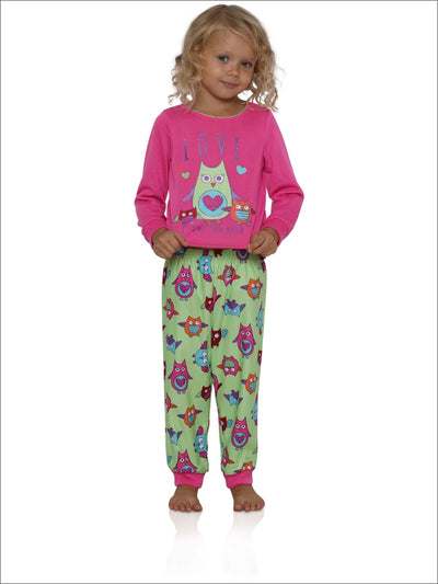Komar Kids Girls Big Girls Owl Love 2 Piece Pajama Set