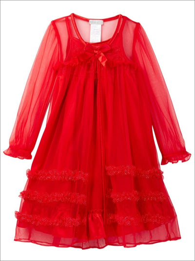 Komar Kids Little Girls Red Peignoir Gown Set - Girls Gown