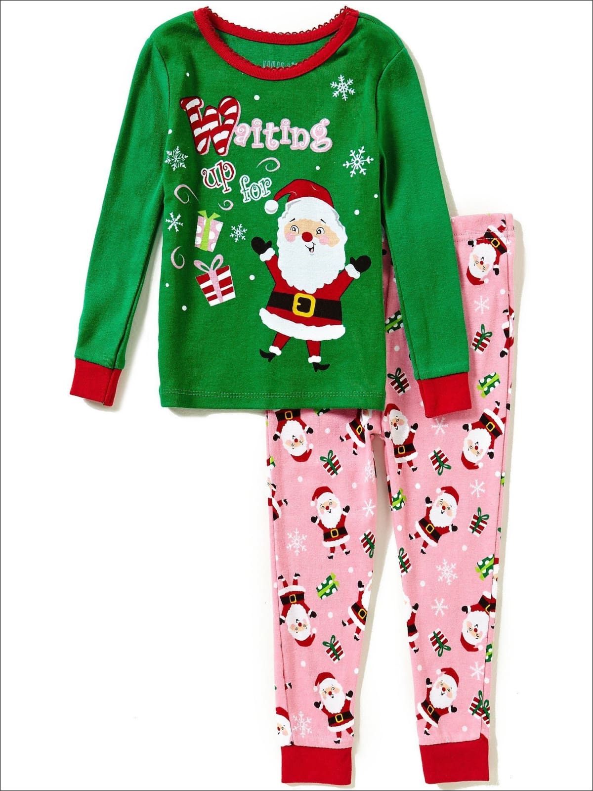 Komar Kids Waiting Up For Santa Toddler Girls 2 Piece Pajama Set - Girls Pajama