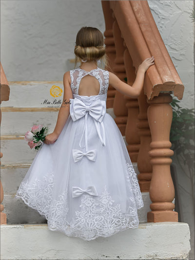 Lace Flower Girl Dress With Bow - Flower Girls Dress