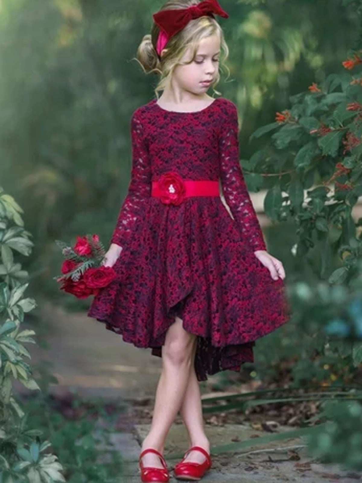 Winter Formal Party Dress | Girls Crochet Lace Hi-Lo Party Dress – Mia ...