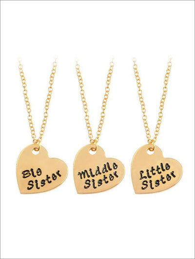 Little Sister Big Sister & Middle Sister Siblings Necklace Set - Gold / gold / 45+5cm - Siblings Necklace