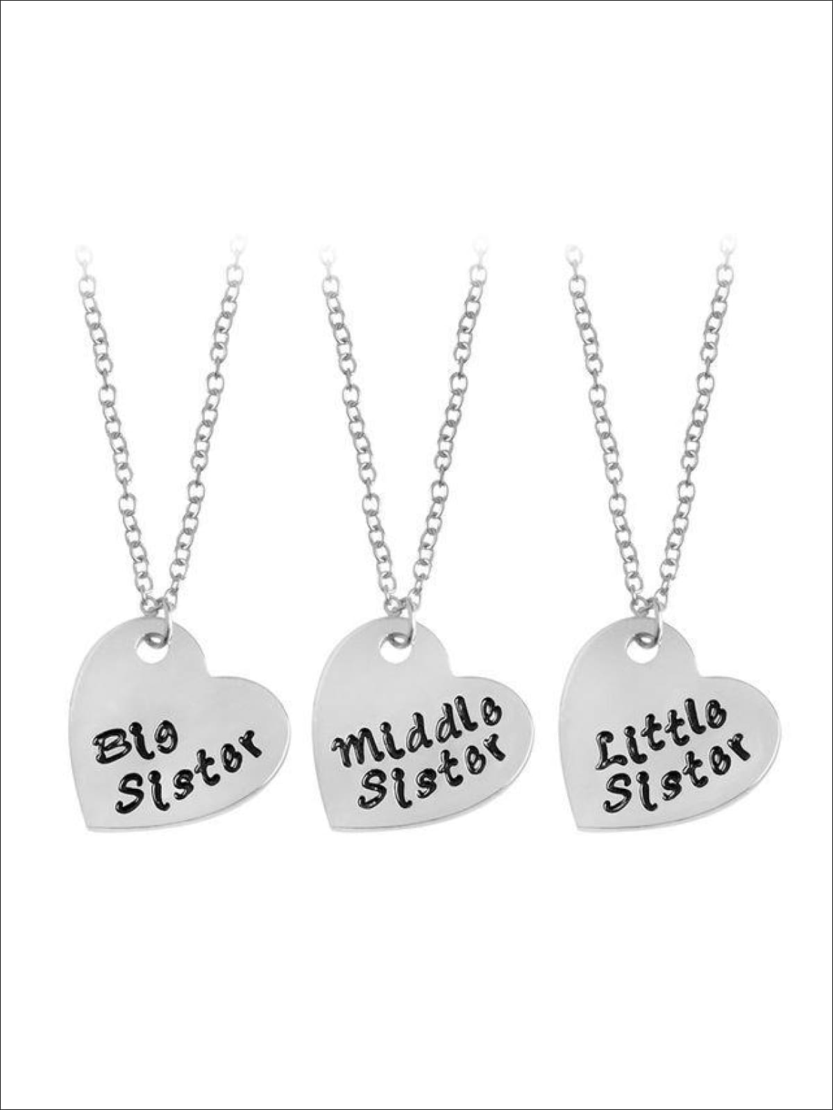 Little Sister Big Sister & Middle Sister Siblings Necklace Set - Gold / silver / 45+5cm - Siblings Necklace