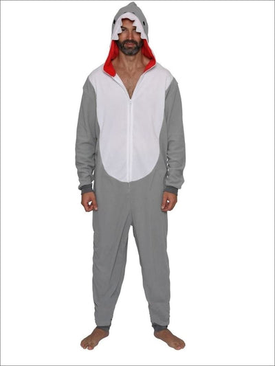 Mens Daddy Shark Union Suit Onesie Pajama Costume - L/XL / Grey