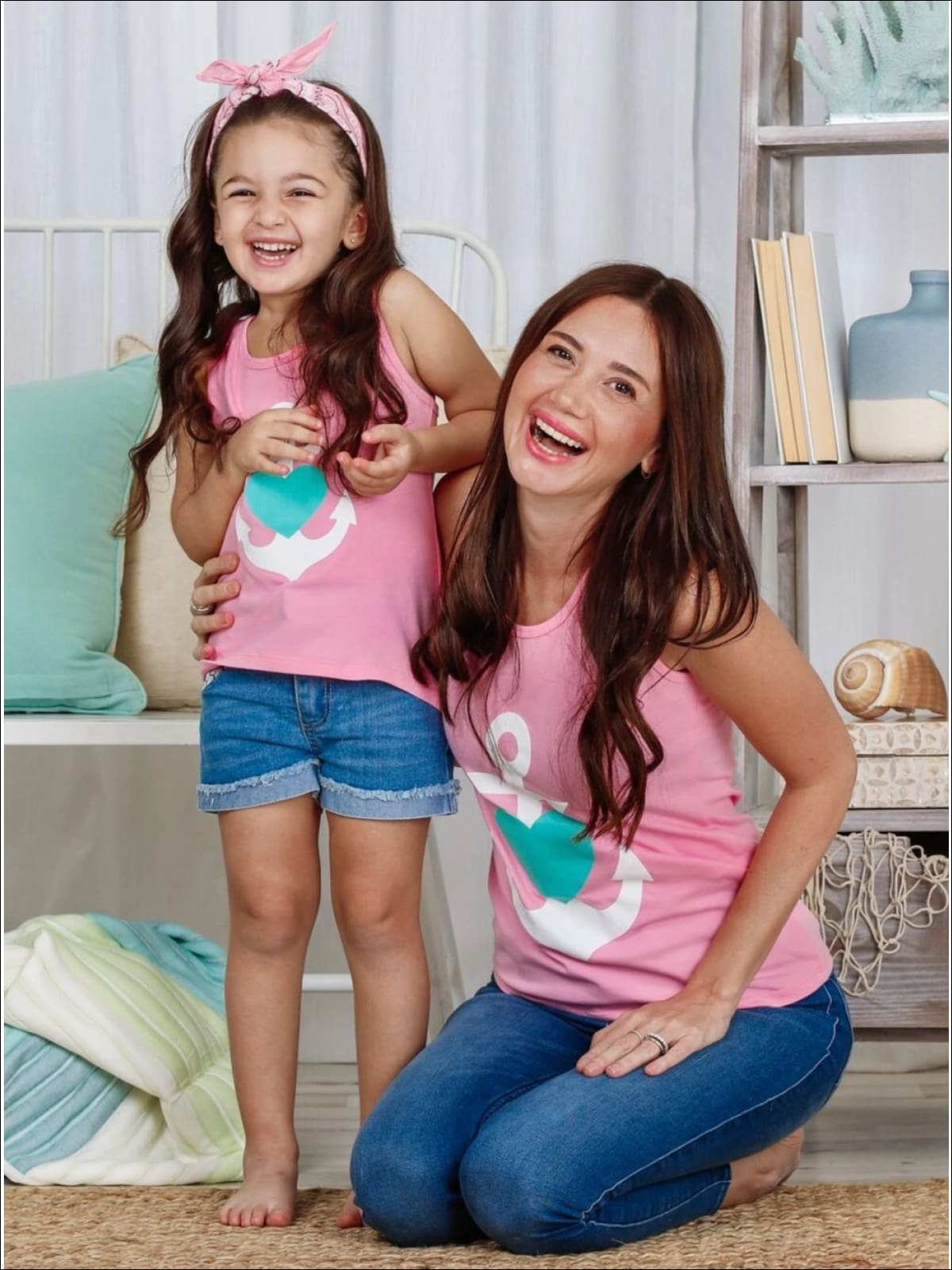Mommy & Me Back Bow Anchor & Heart Tank - Mommy & Me Top