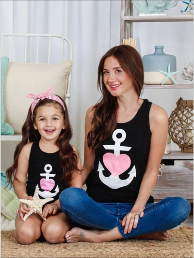 Mommy & Me Back Bow Anchor & Heart Tank - Mommy & Me Top