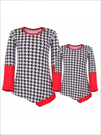 Mommy & Me Black & Red Houndstooth Matching Asymmetric Tunic - Mommy & Me Top
