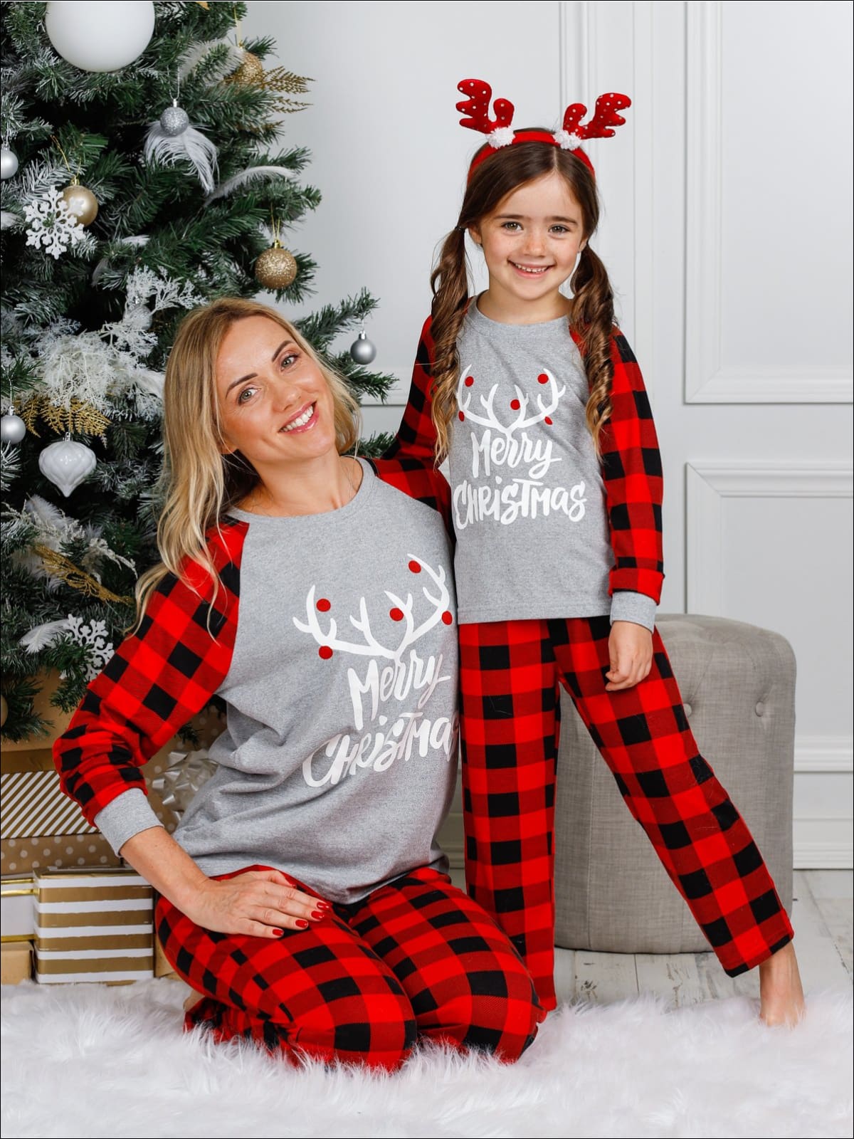 Mommy & Me Cozy Plaid Long Sleeve Holiday Pajamas - Mommy & Me Pajama
