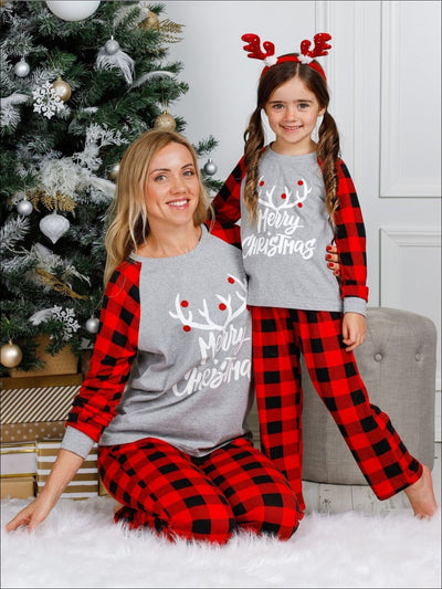 Mommy & Me Cozy Plaid Long Sleeve Holiday Pajamas - Mommy & Me Pajama