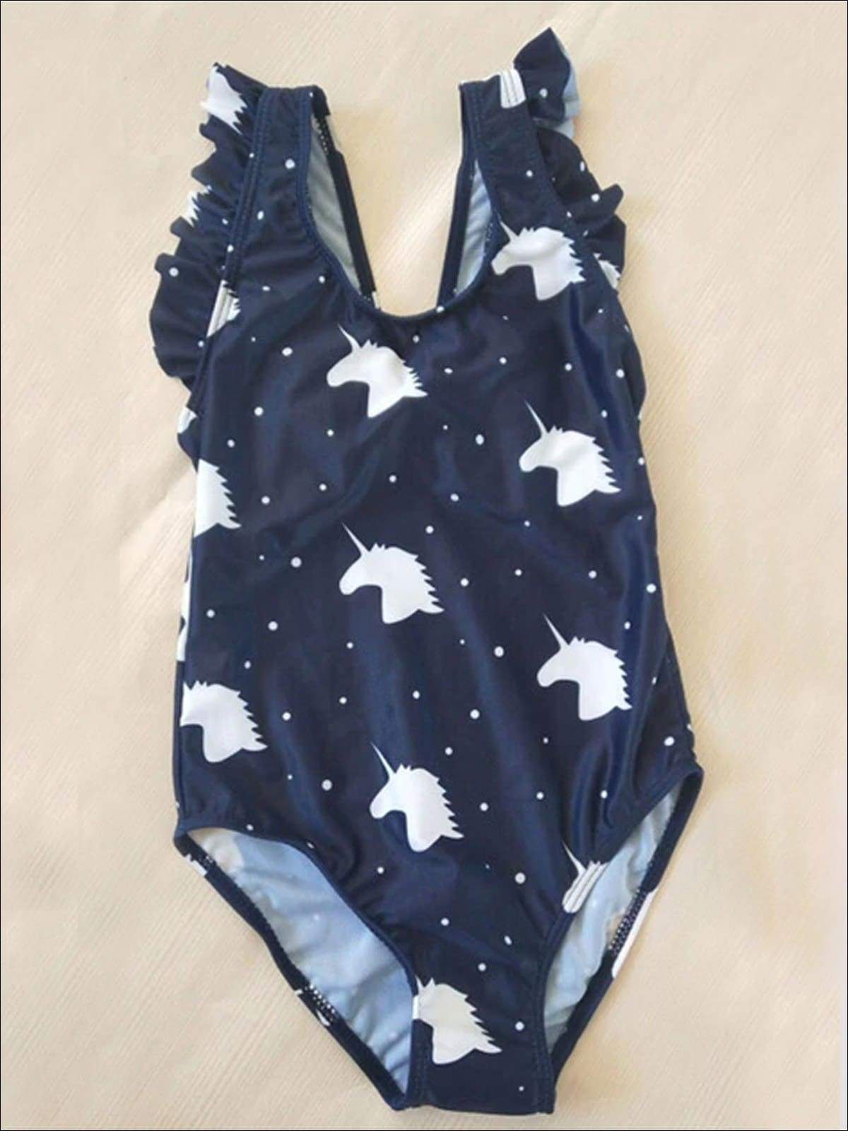 Mommy & Me Dotted Unicorn Print One Piece Swimsuit - Kid Blue / 12M - Girls One Piece Swimsuit