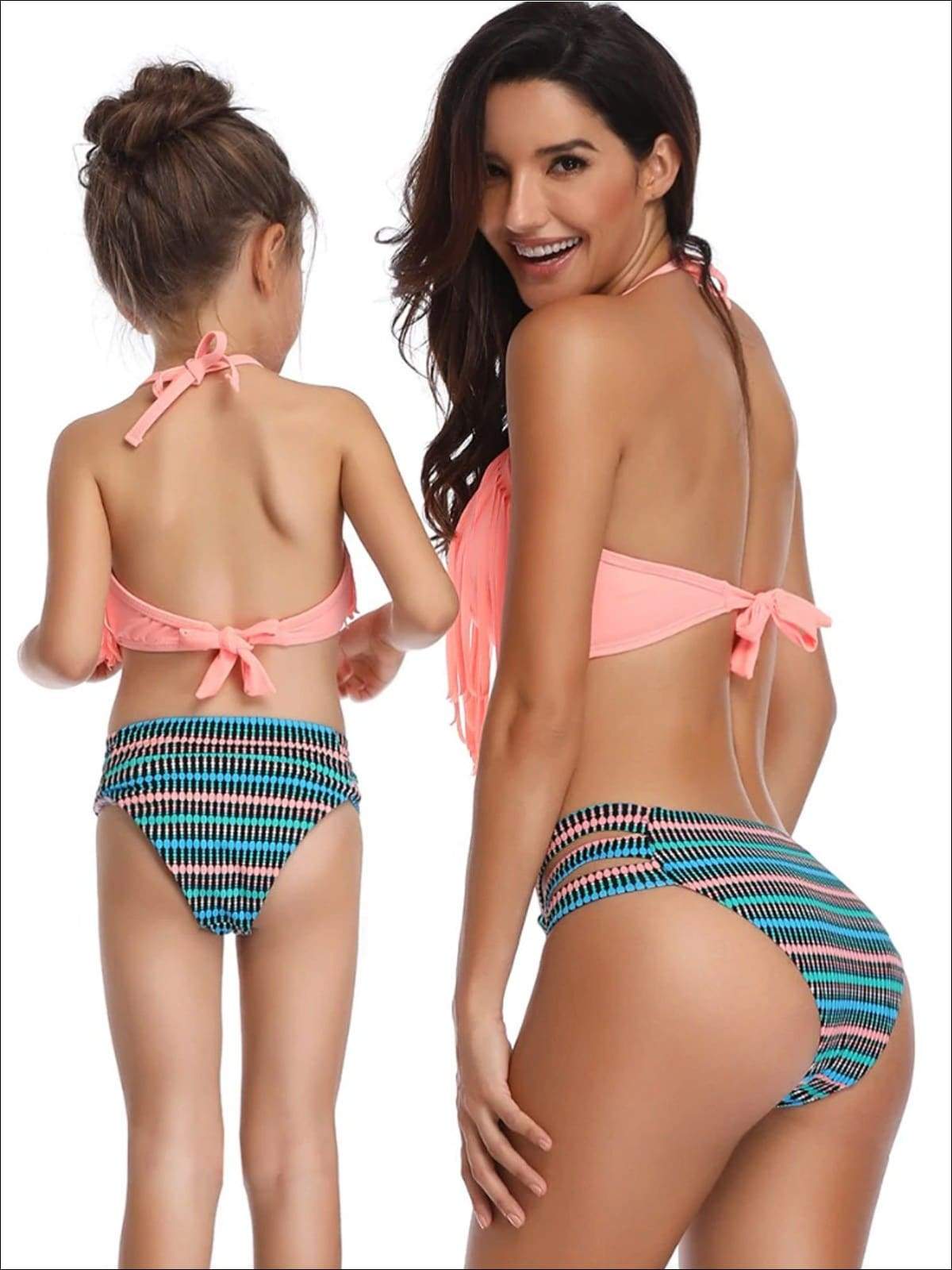 Mommy & Me Fringe Self-Tie Two Piece Swimsuit - Mommy & Me Swimsuit