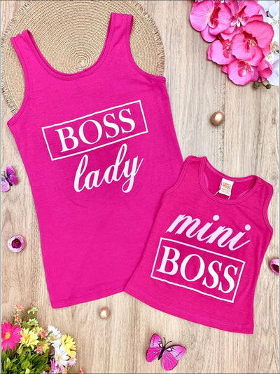 Mommy & Me Matching Boss Lady & Mini Boss Tank Tops - Mia Belle Girls