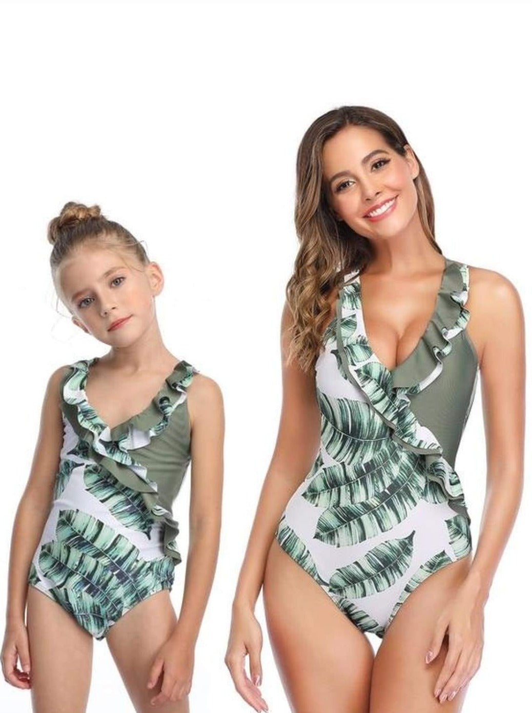 Mommy & Me Leaf One Piece Swimsuit - Green 1 / Mom S - Mommy & Me Swimsuit
