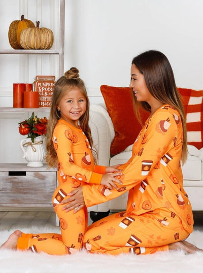 Mommy & Me Matching Pajamas | Pumpkin Spice Pajamas | Mia Belle Girls