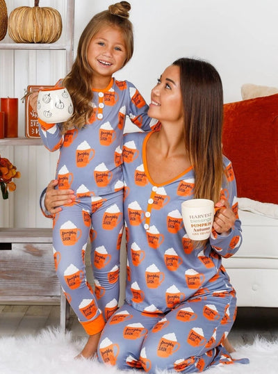 Mommy and Me Matching Pumpkin Spice Pajama Set- Mia Belle Girls