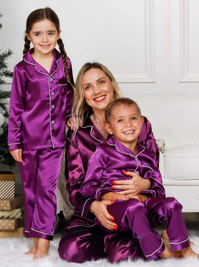 Mommy and Me Matching Pajama | Silky Satin Button Down Pajamas