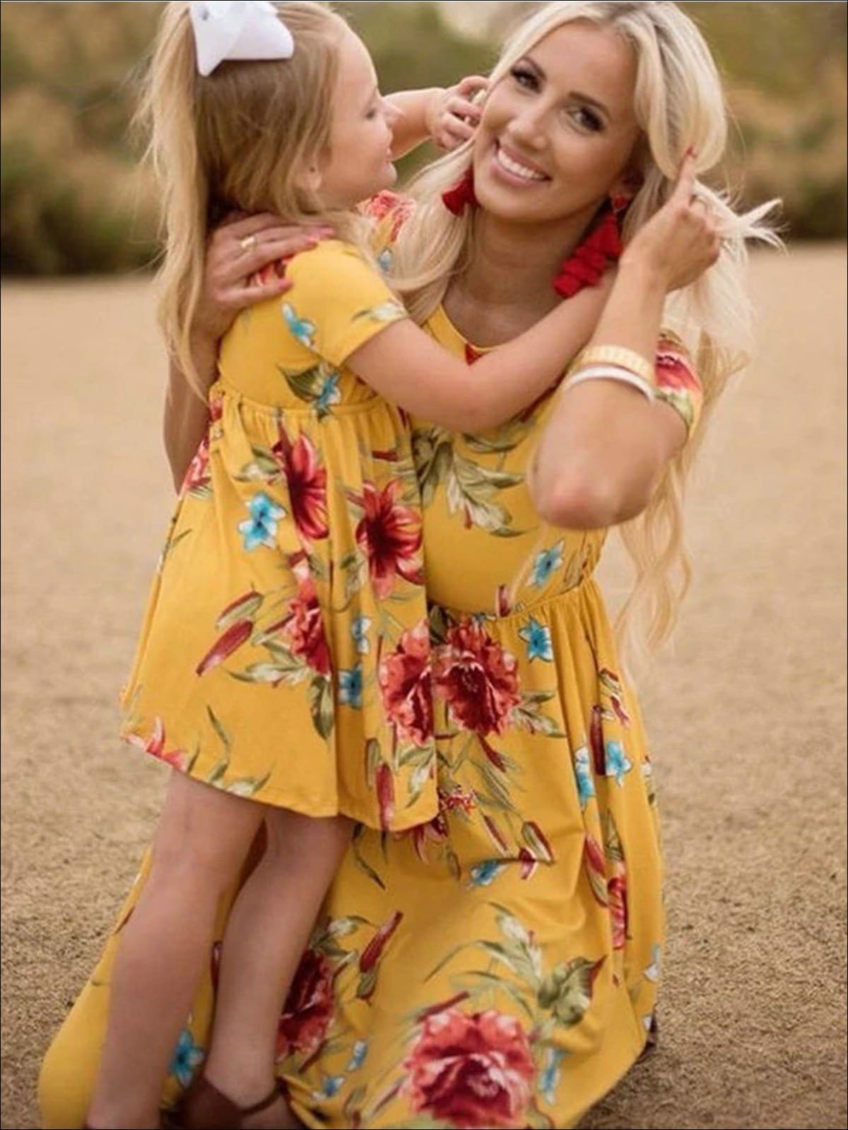 Mommy & Me Matching Floral Print Bohemian Dress - Mommy & Me