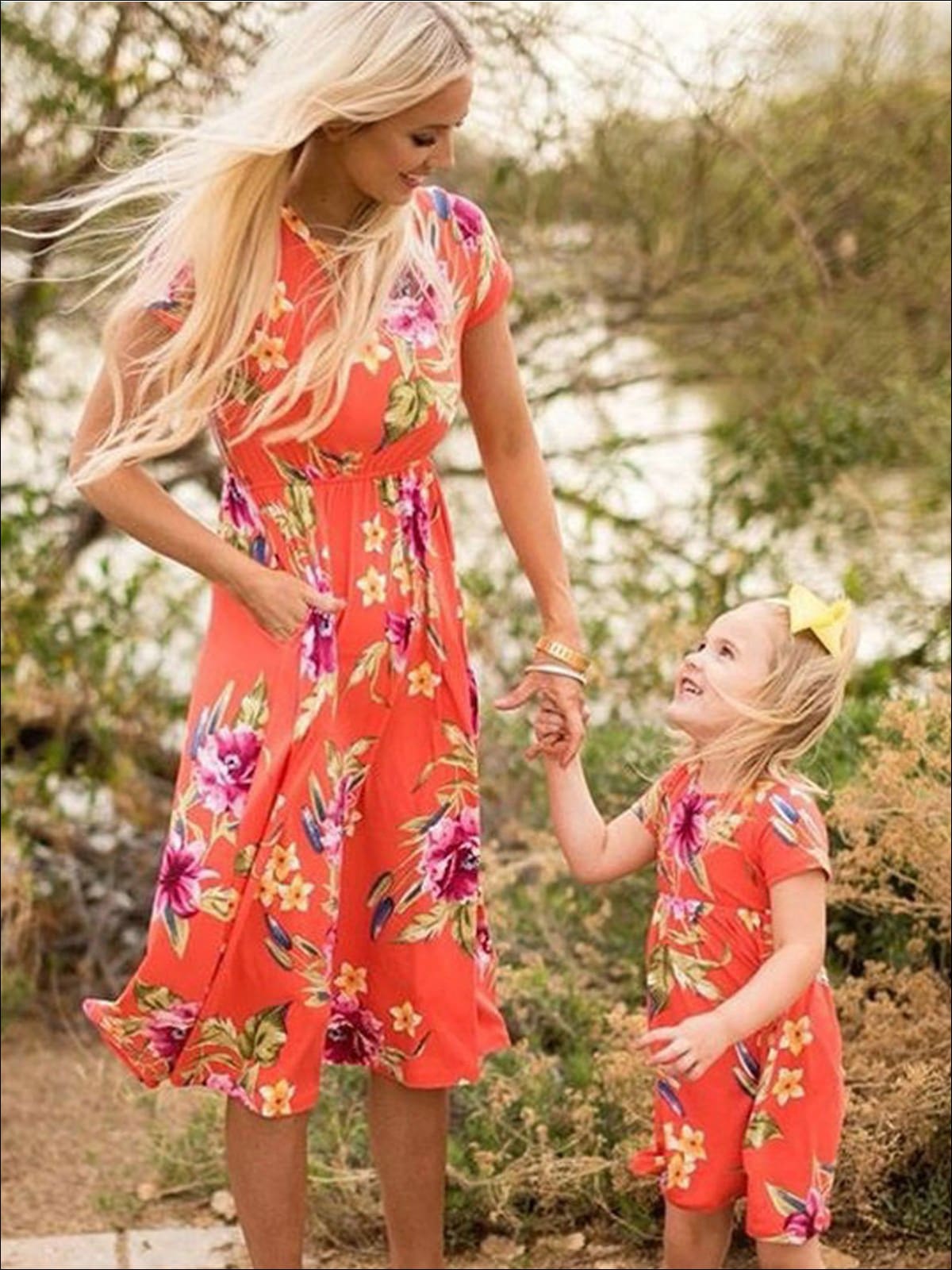 Mommy & Me Matching Floral Print Bohemian Dress - Mommy & Me