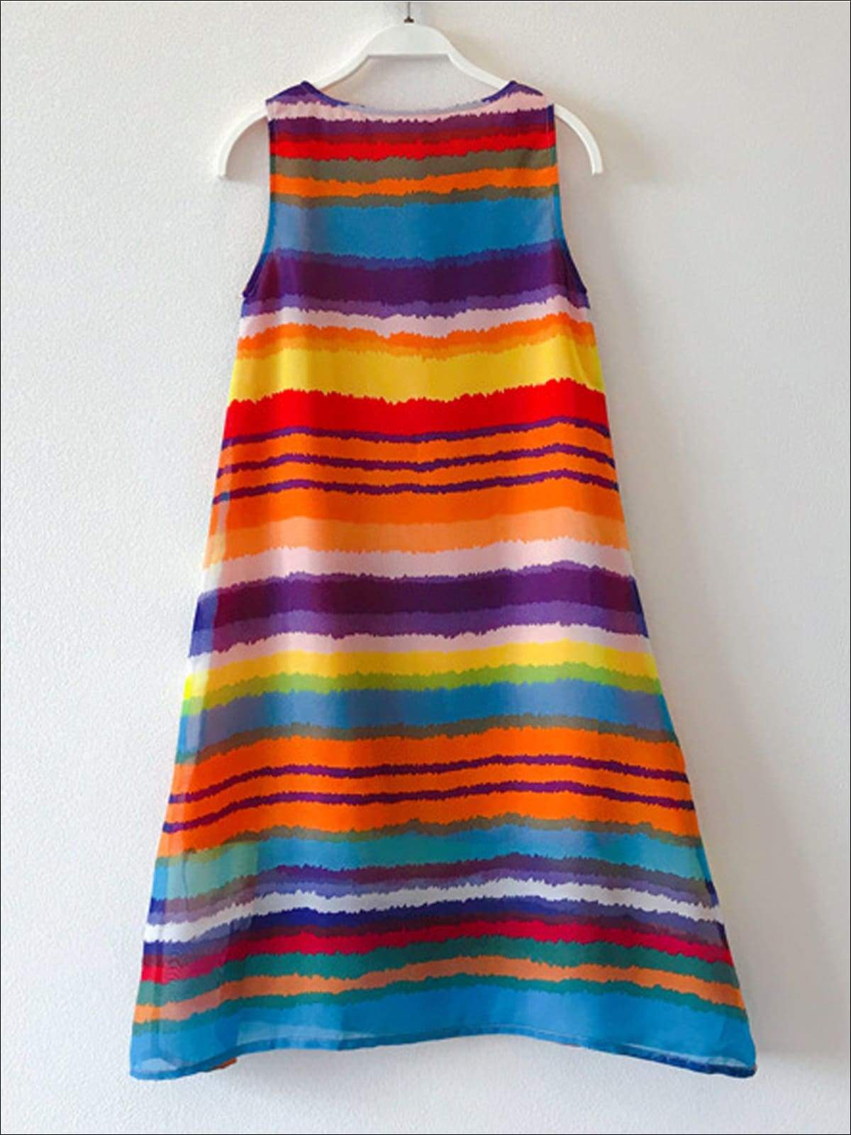 Mommy & Me Rainbow Sleeveless Chiffon Maxi Dress - Mommy and Me Spring Casual Spring Dress